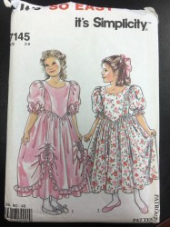 7145 SIMPLICITY GIRLS DROP WAIST PRINCESS FLARE LONGER DRESS PATTERN 3-8